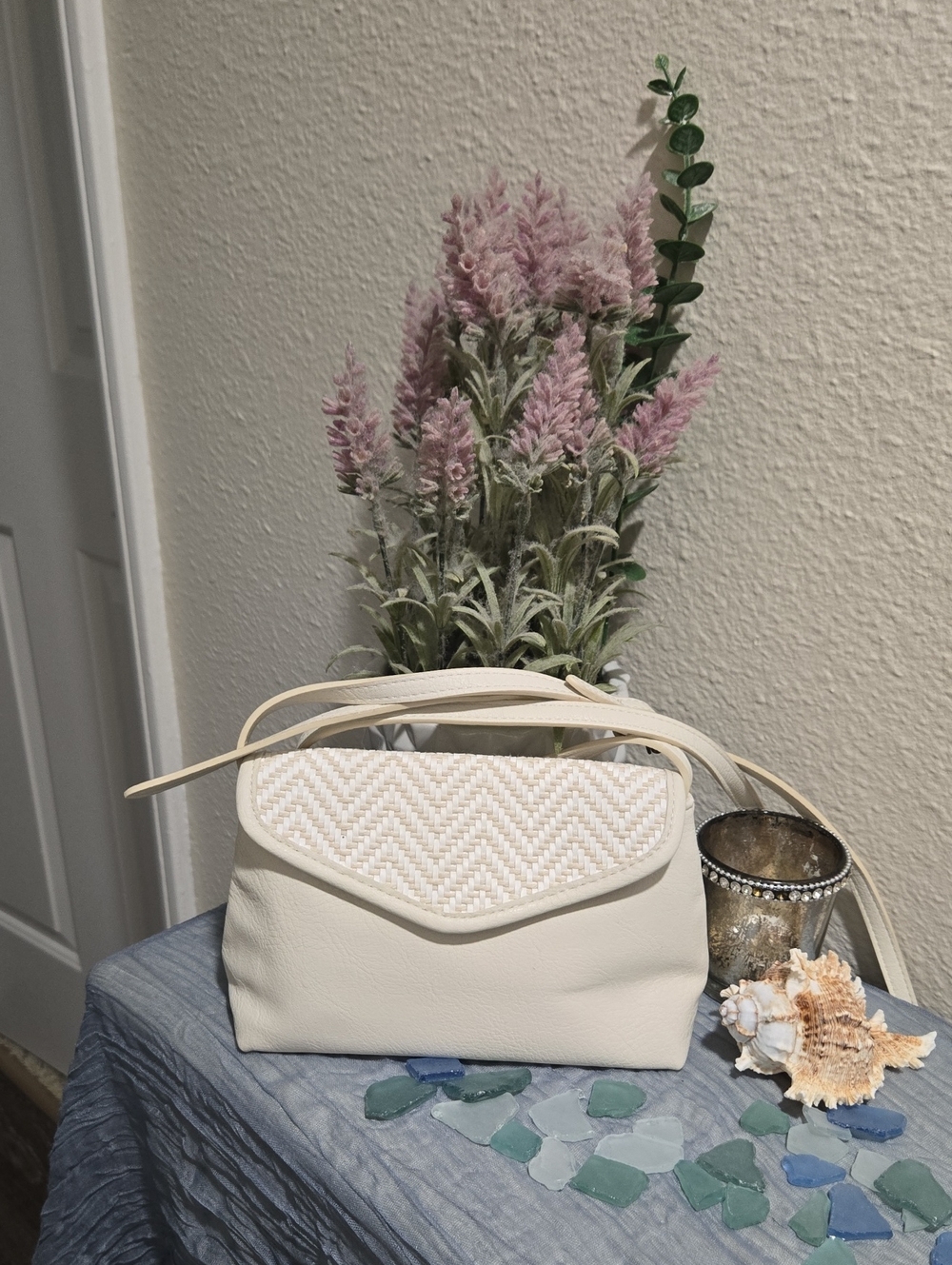 Universal Thread Cream Woven Flap Crossbody Bag-NWOT